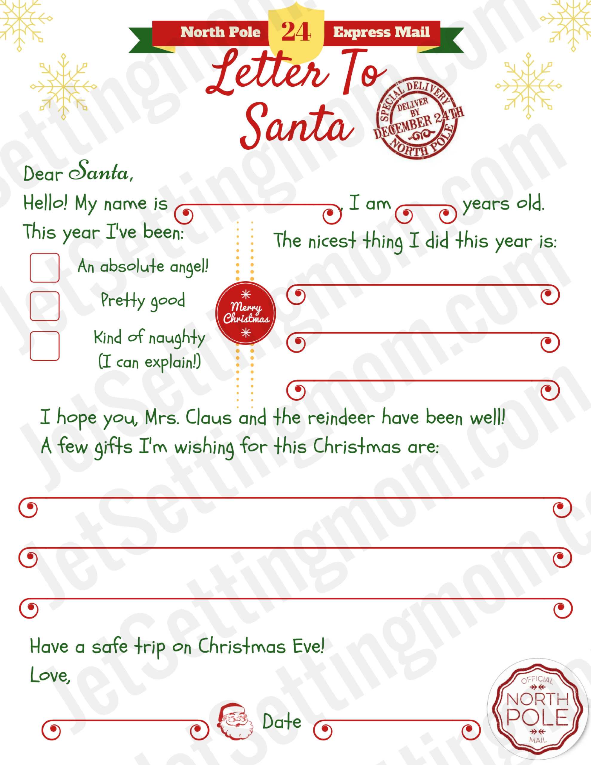 Free Printable Santa Letters Templates – Milas Throughout Blank Letter From Santa Template