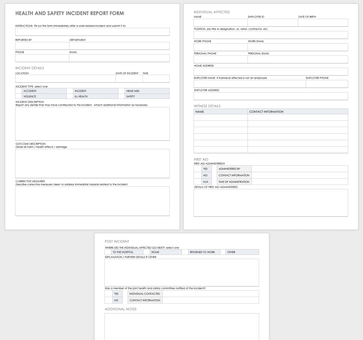 Free Workplace Accident Report Templates | Smartsheet Within Incident Hazard Report Form Template
