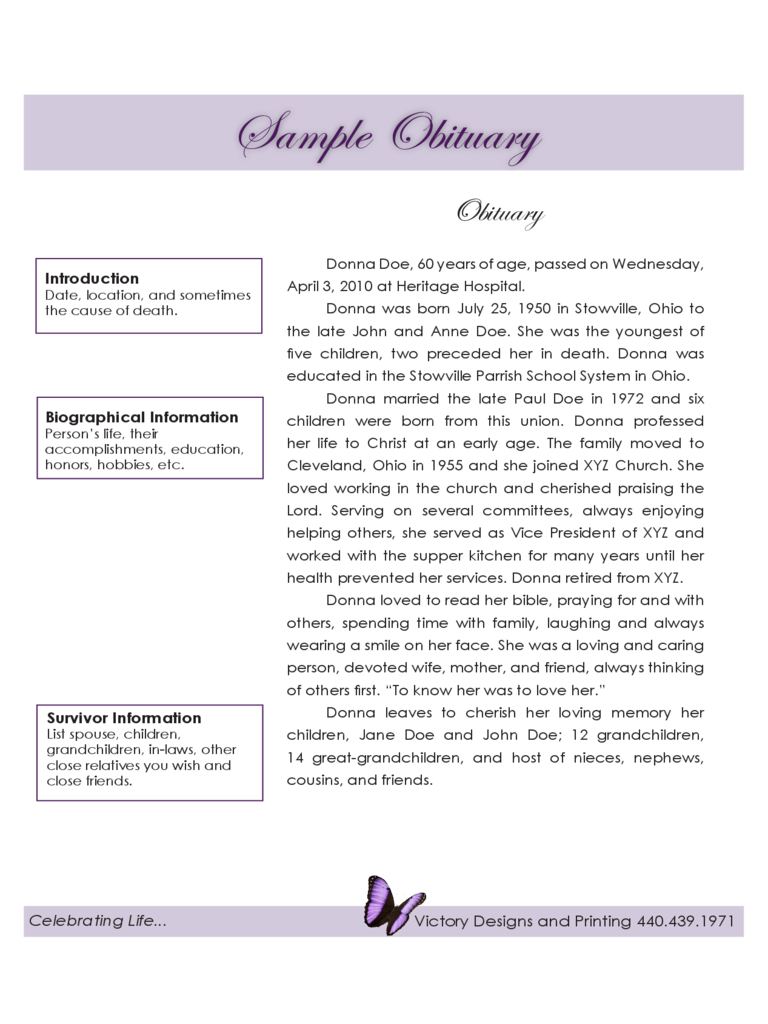 Funeral Obituary Template – 5 Free Templates In Pdf, Word Regarding Obituary Template Word Document