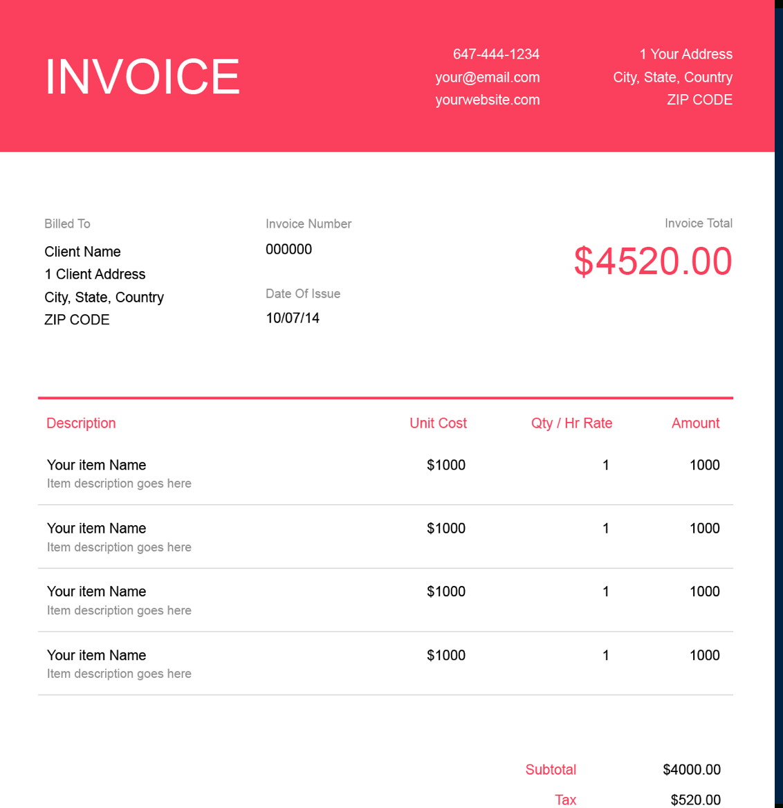 Graphic Design Invoice Template | Free Download | Send In With Regard To Web Design Invoice Template Word