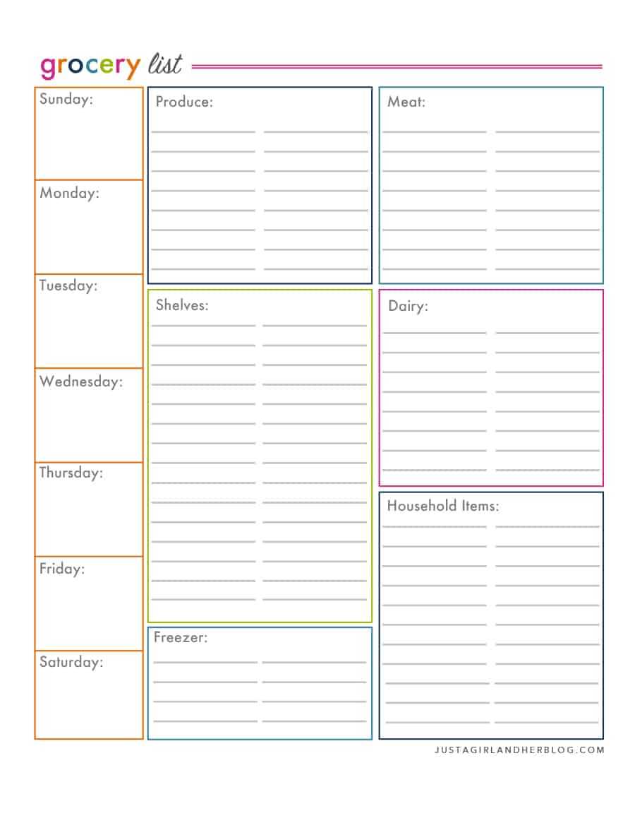 Grocery List Template Free Printable - Milas In Blank Grocery Shopping List Template