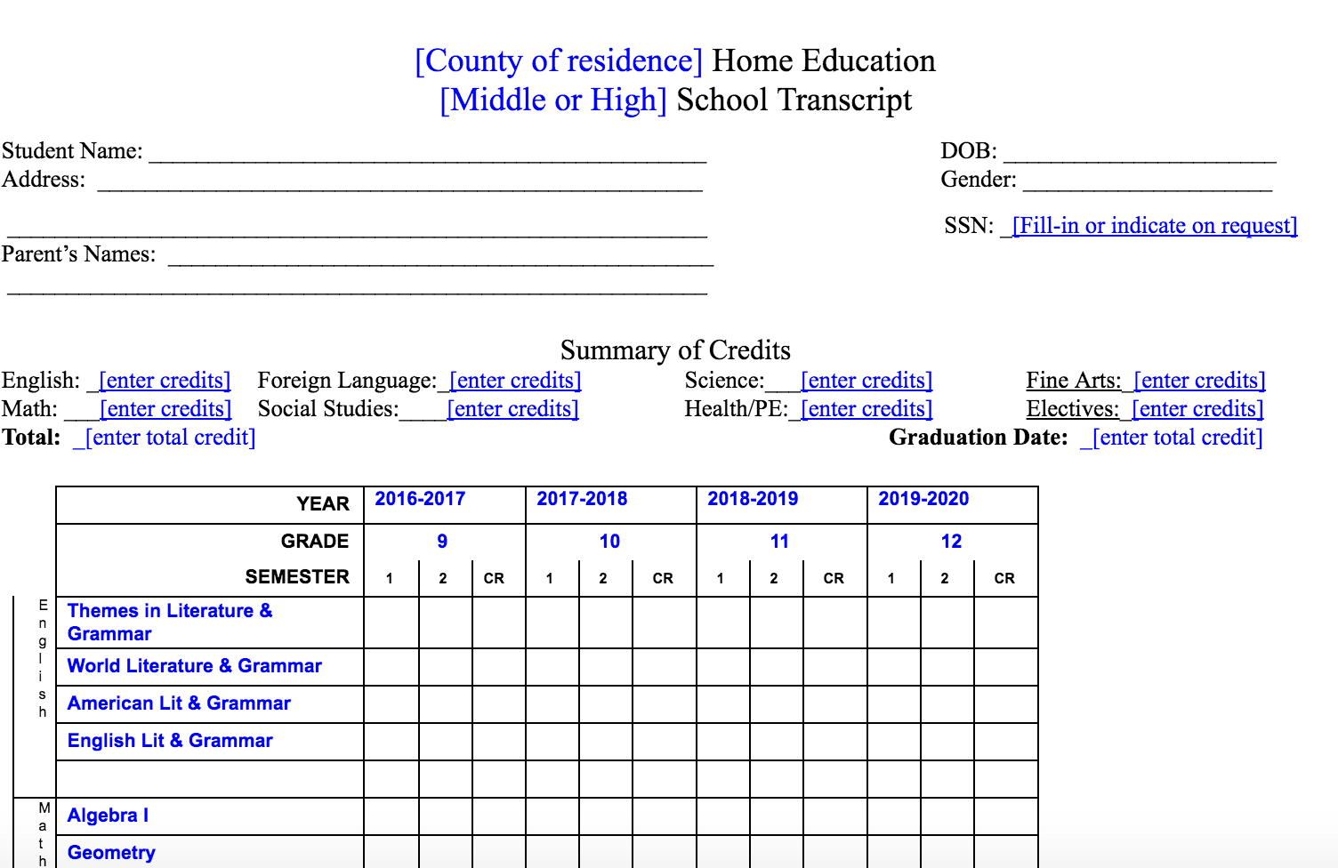 Homeschool Transcript Services And Report Cards Now Within Homeschool Report Card Template