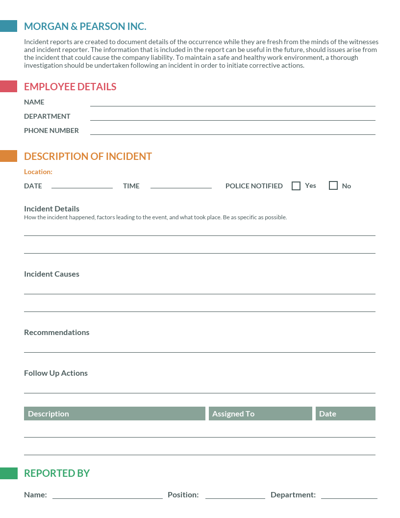 How To Write An Effective Incident Report [Templates] - Venngage For Employee Incident Report Templates