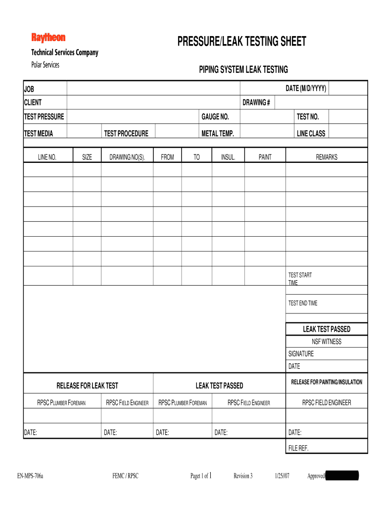Hydro Test Form - Fill Online, Printable, Fillable, Blank With Regard To Hydrostatic Pressure Test Report Template