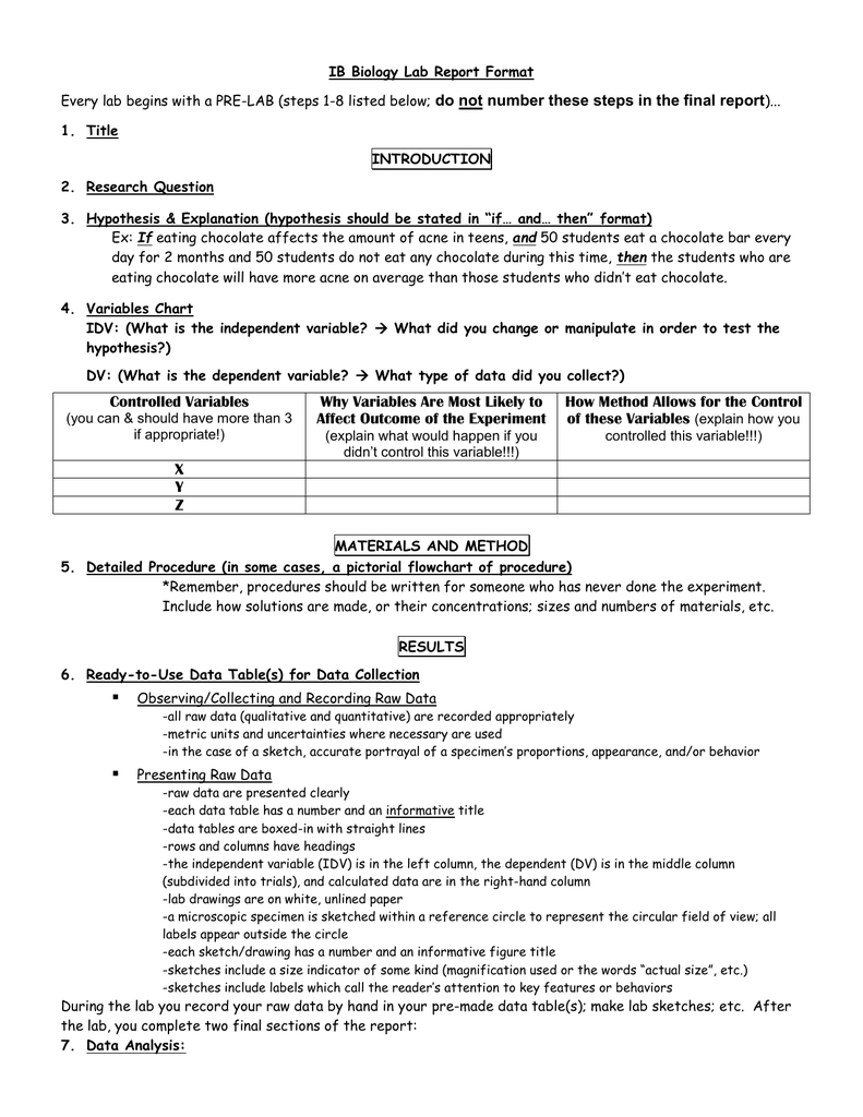Ib Biology Lab Report Format With Regard To Ib Lab Report Template