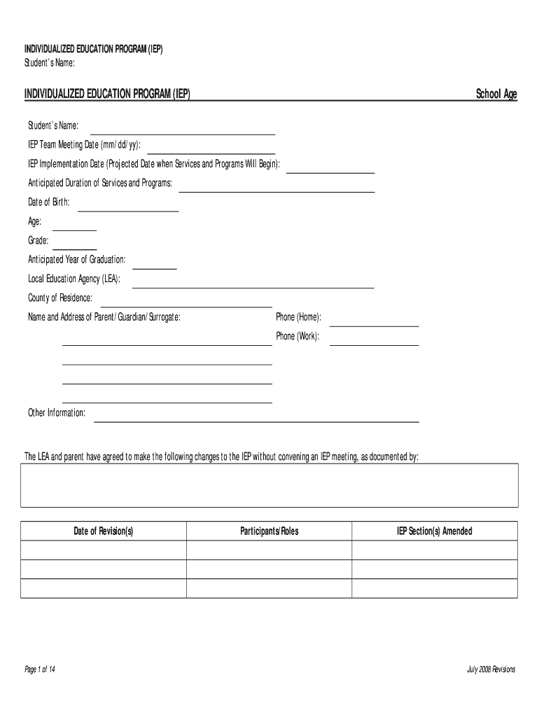 Iep Template - Fill Online, Printable, Fillable, Blank Within Blank Iep Template