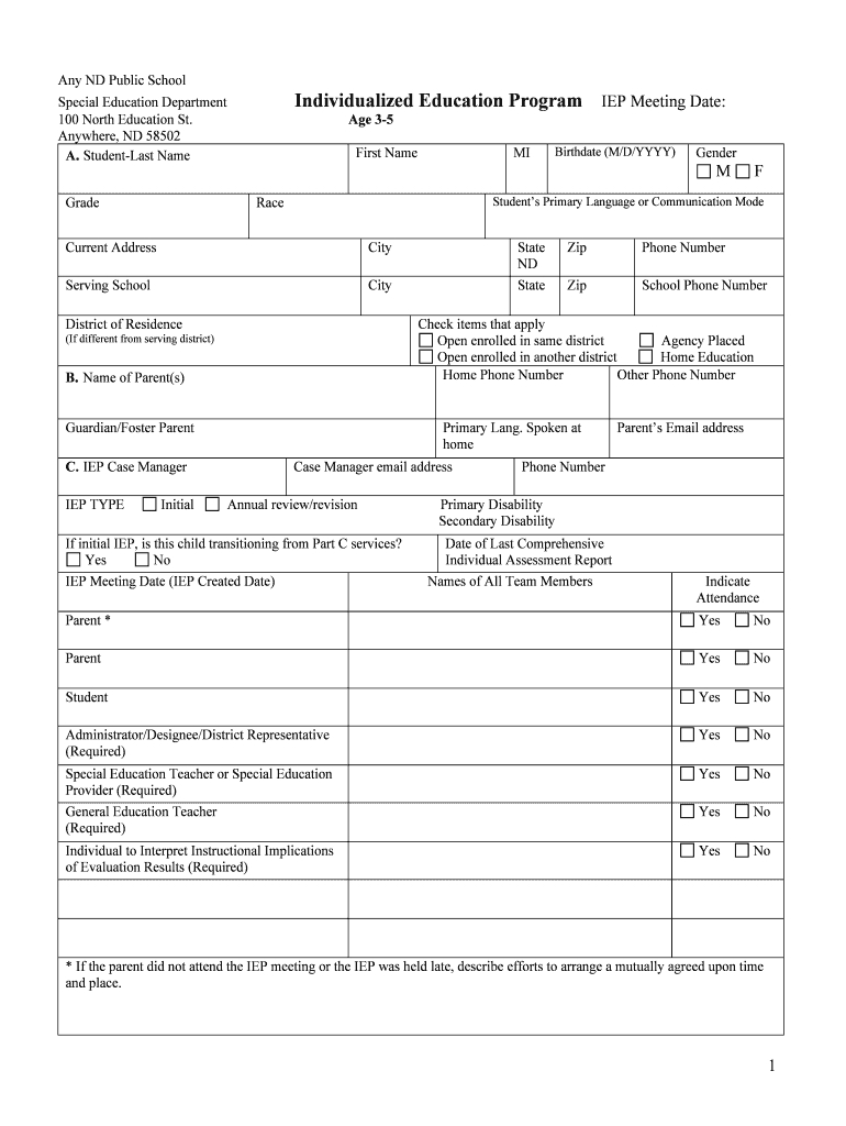 Iep Templates – Fill Online, Printable, Fillable, Blank Intended For Blank Iep Template