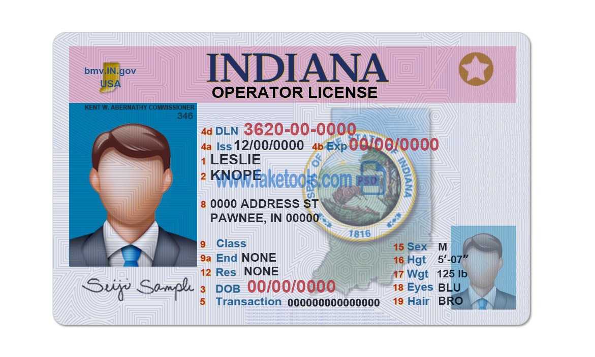 Indiana Driver License Psd Template With Blank Drivers License Template