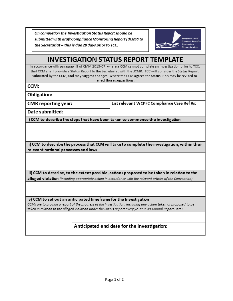 Investigation Status | Templates At Allbusinesstemplates Intended For Ar Report Template