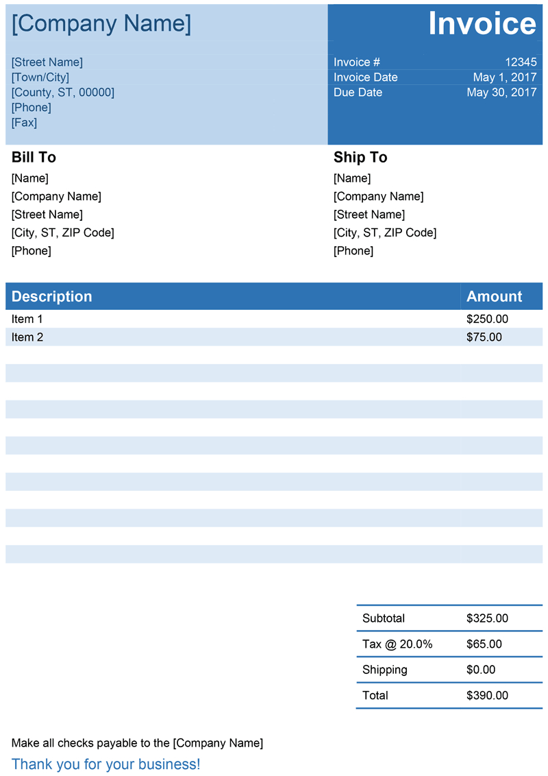 Invoice Template For Word - Free Simple Invoice Inside Microsoft Office Word Invoice Template