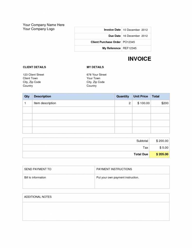Invoice Template Word Doc | Invoice Example In Invoice Template Word 2010