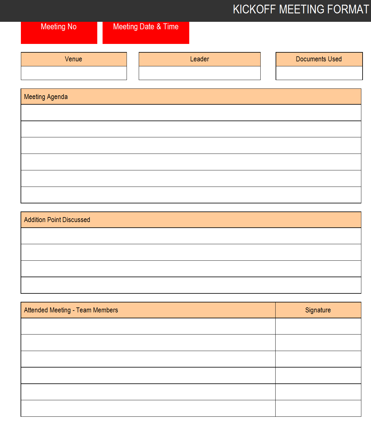 Kickoff Meeting Format – With Regard To Free Meeting Agenda Templates For Word