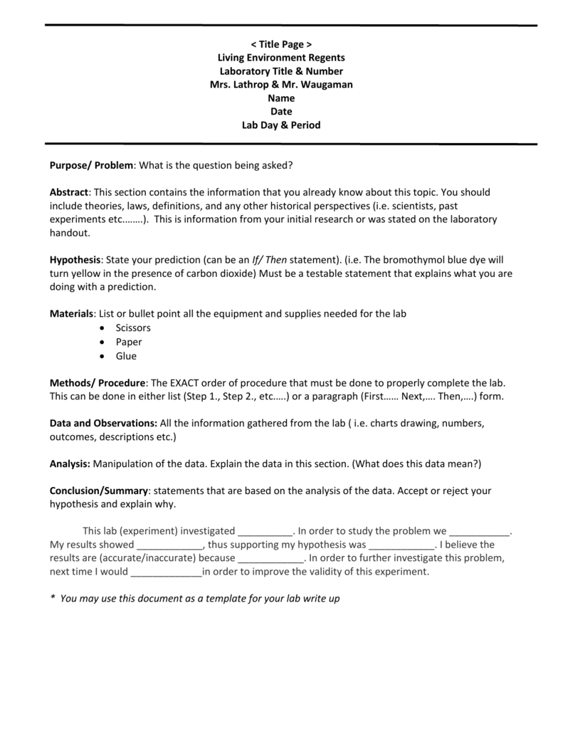 Lab Report Template Word - Professional Template With Regard To Lab Report Template Word