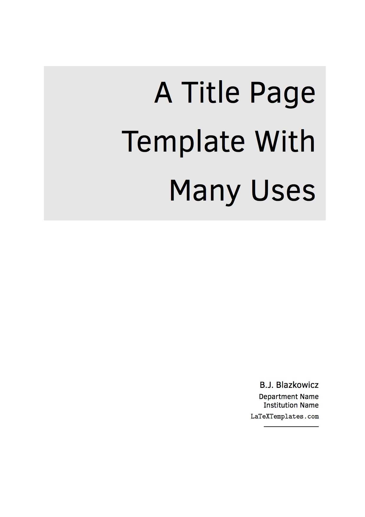 Latex Templates » Title Pages With Regard To Project Report Latex Template
