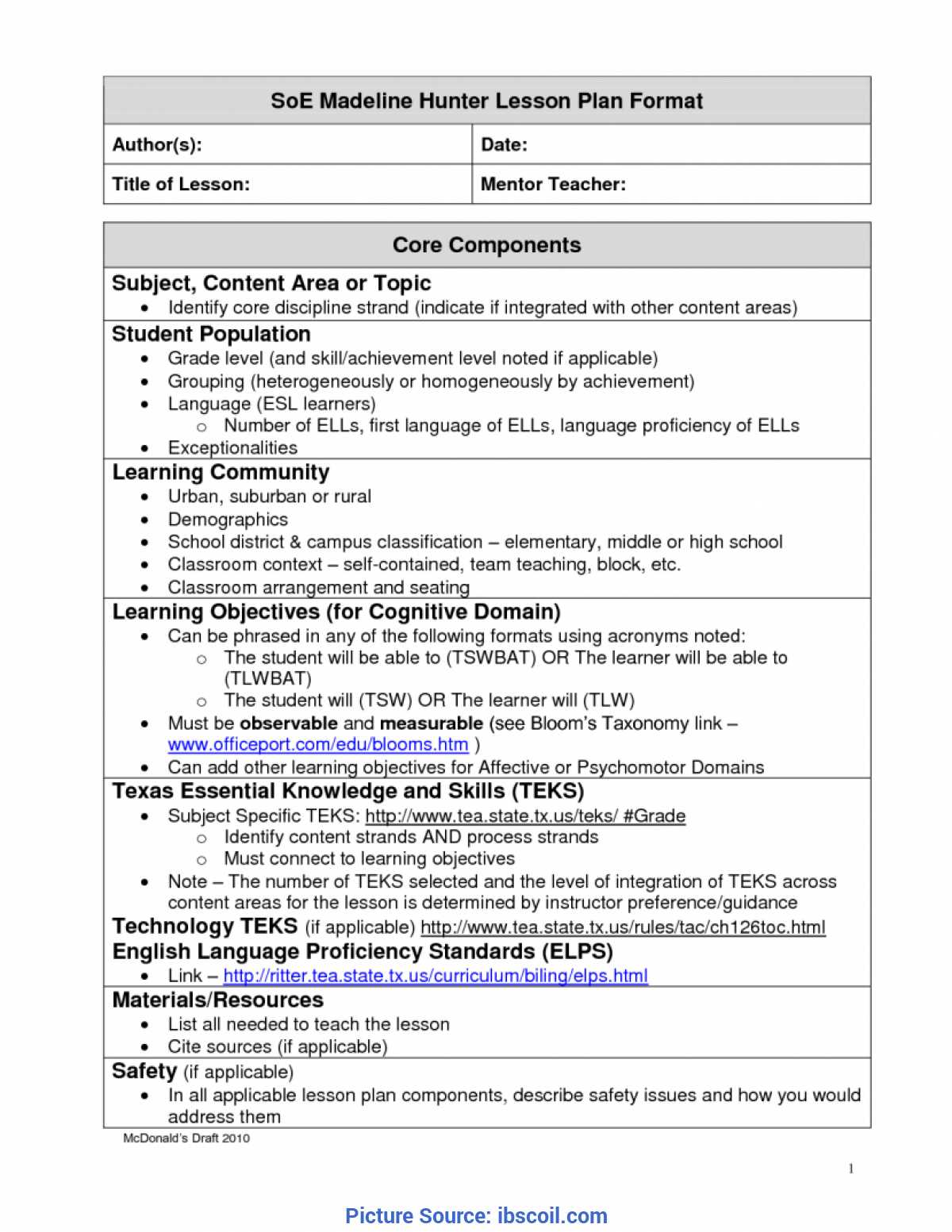 Madeline Hunter Lesson Plan Template Twiroo Com | Lesso With Regard To Madeline Hunter Lesson Plan Template Word