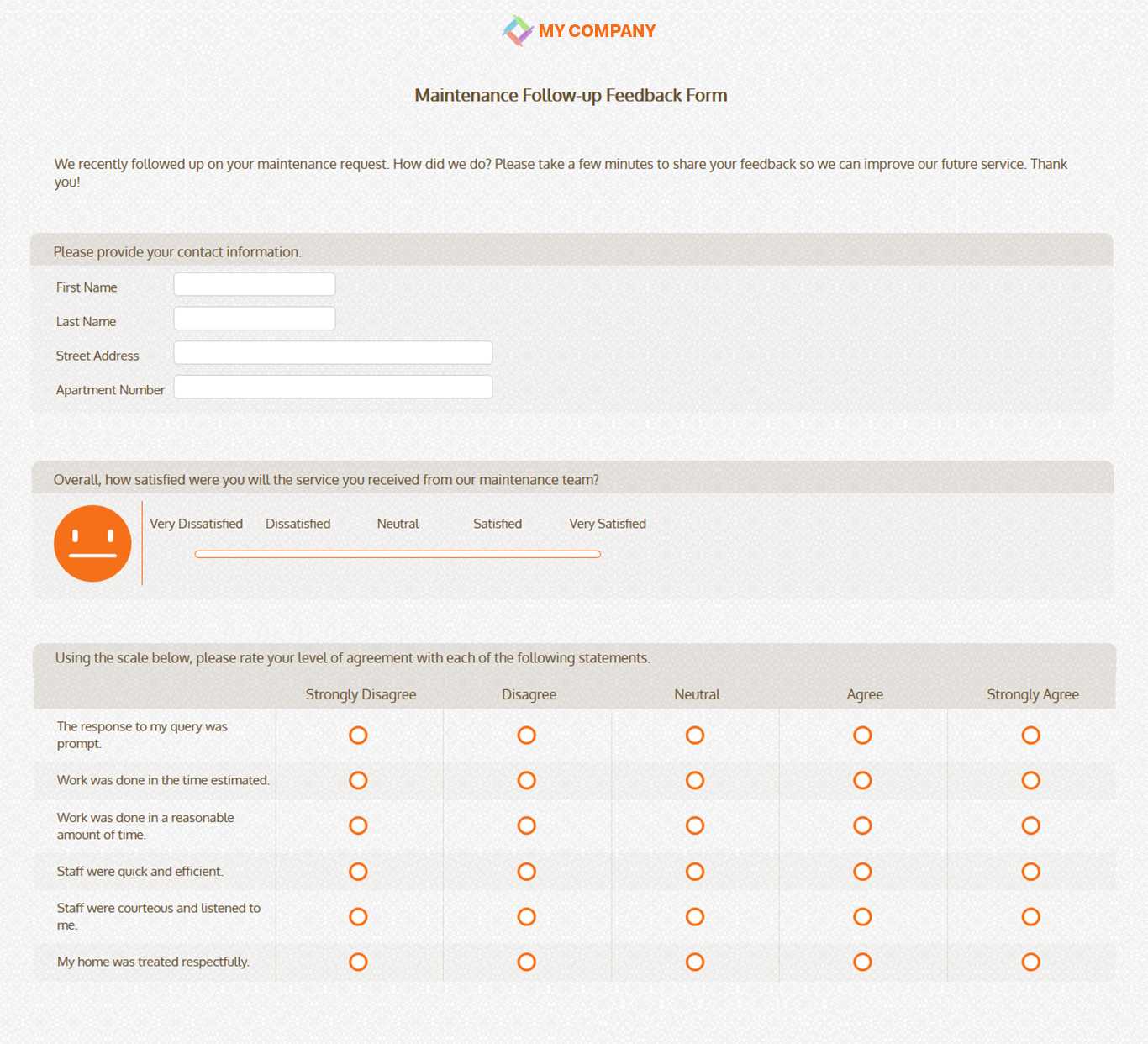 Maintenance Follow Up Feedback Form Template & Questions For Training Feedback Report Template