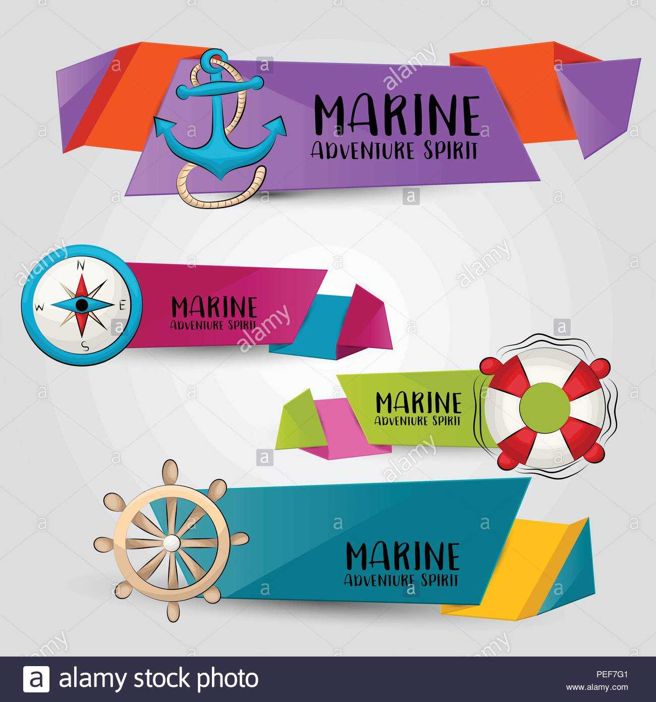 Marine Nautical Travel Concept. Horizontal Banner Template Intended For Nautical Banner Template