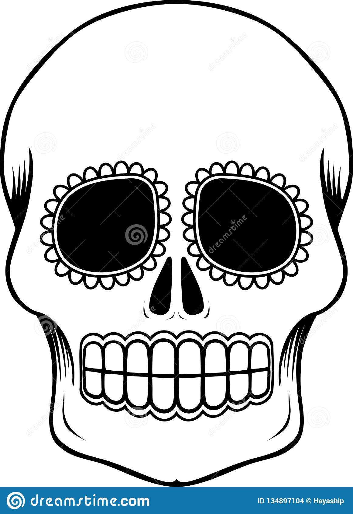 Mexican Sugar Skull Template Stock Vector - Illustration Of Pertaining To Blank Sugar Skull Template