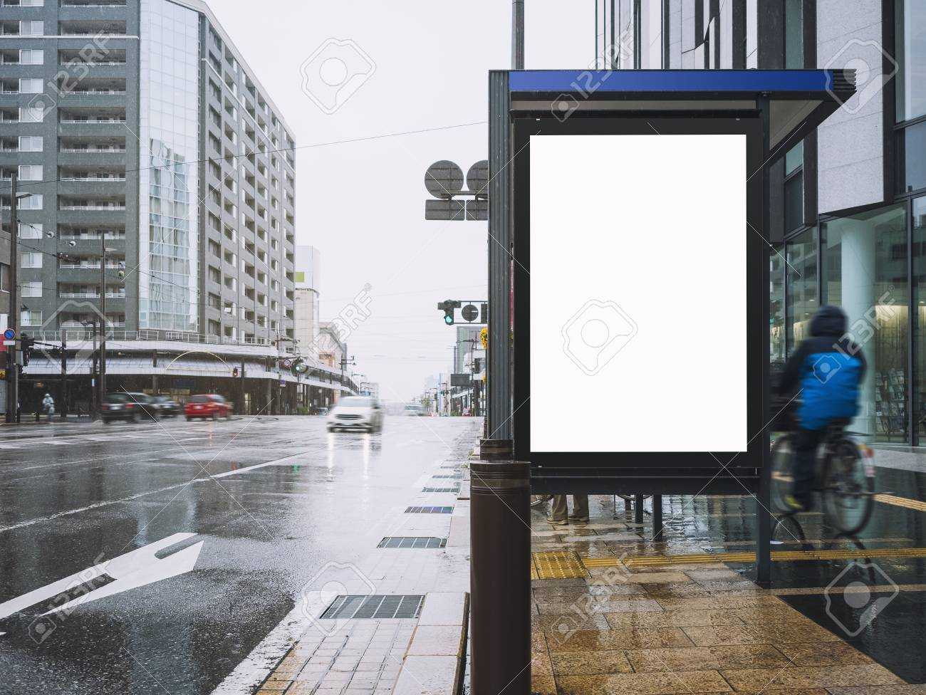 Mock Up Banner Template At Bus Shelter Media Outdoor Street Sign.. Pertaining To Street Banner Template