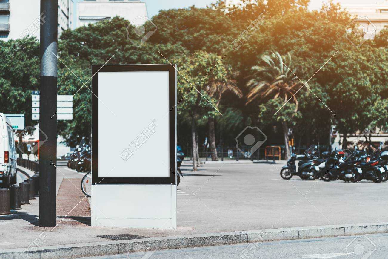 Mockup Of The Blank Information Poster In Urban Settings; An.. Within Street Banner Template