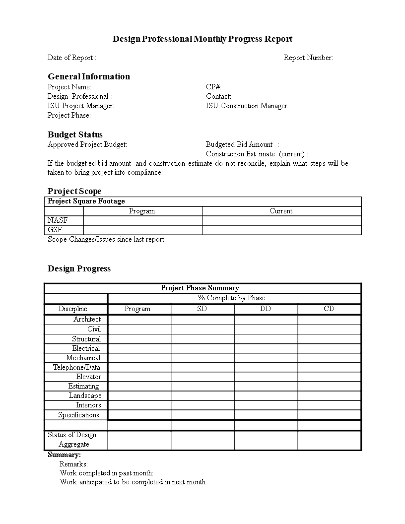 Monthly Progress Report In Word | Templates At In Monthly Progress Report Template