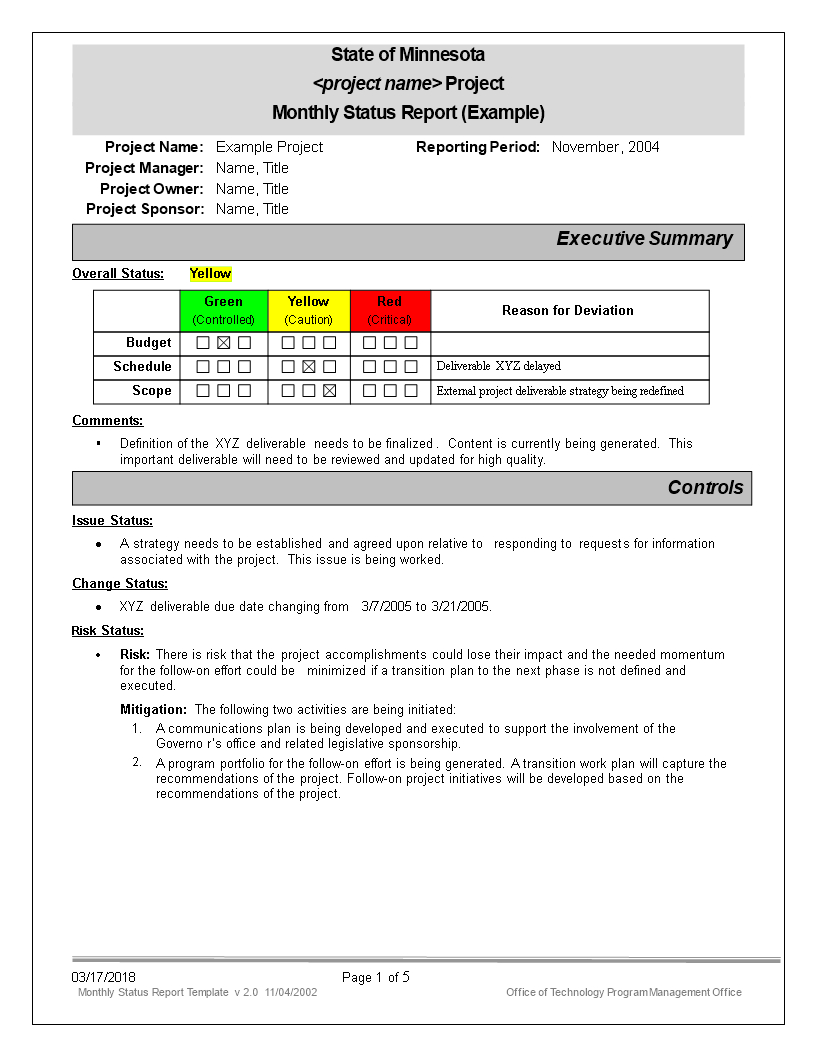 Monthly Status Report | Templates At Allbusinesstemplates Within Project Management Status Report Template