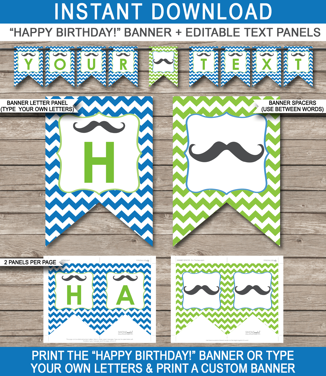 Mustache Party Banner Template Throughout Diy Party Banner Template