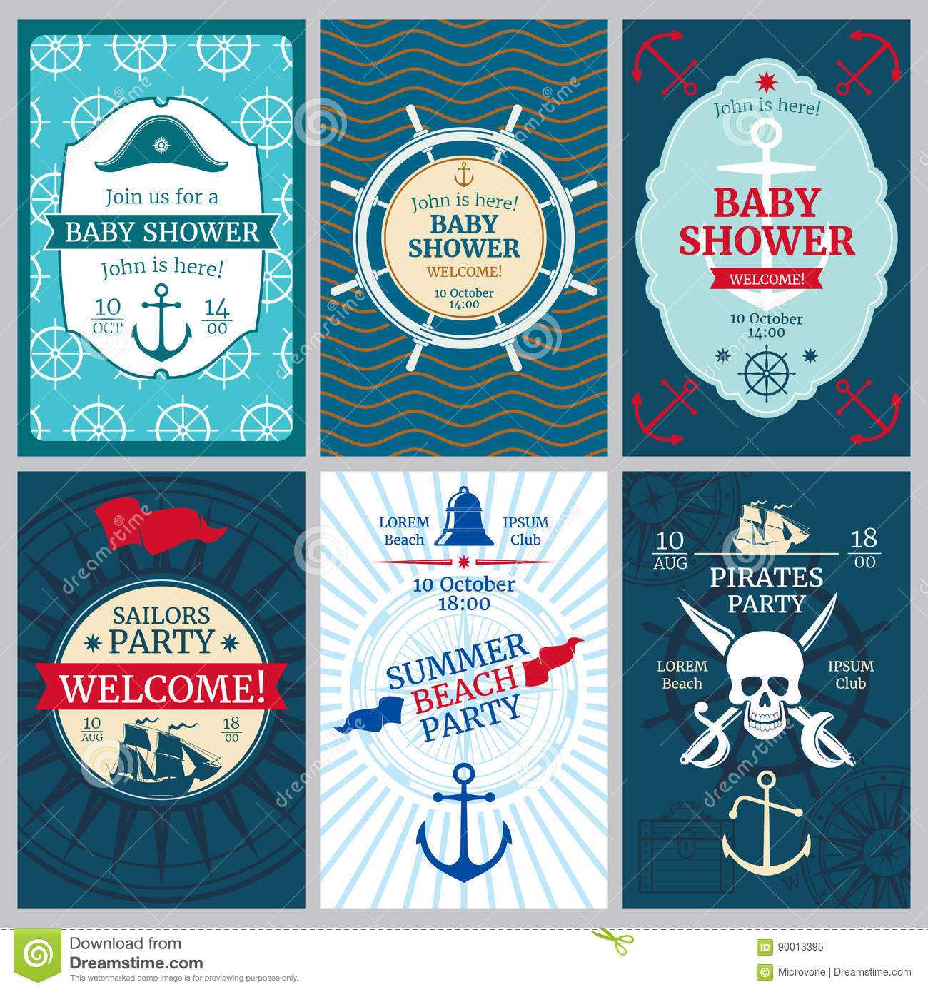 Nautical Baby Shower, Birthday, Beach Party Vector Throughout Nautical Banner Template