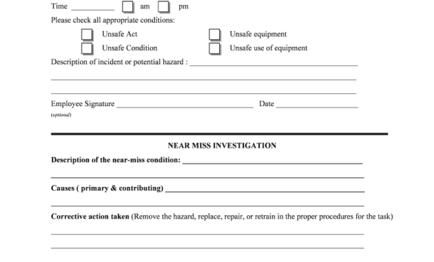 Near Miss Report Form - Fill Online, Printable, Fillable with Near Miss Incident Report Template