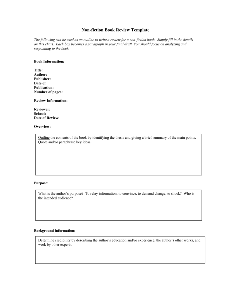 Non Fiction Book Review Template Within Nonfiction Book Report Template