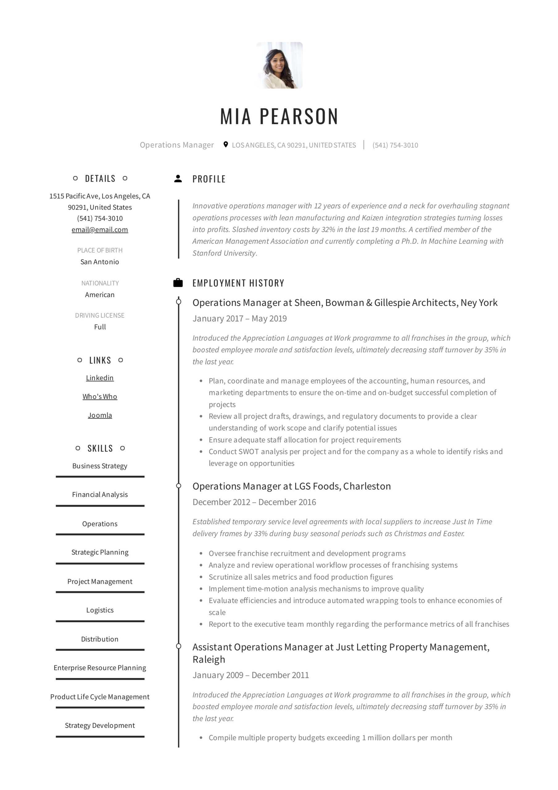 Operations Manager Resume & Writing Guide | +12 Examples | Pdf | Intended For Operations Manager Report Template