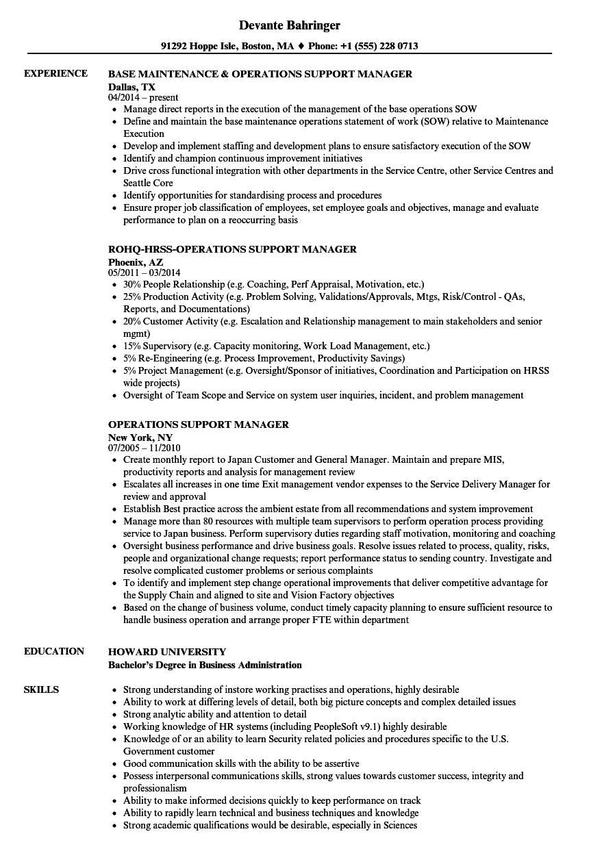 Operations Support Manager Resume Samples | Velvet Jobs Throughout Operations Manager Report Template
