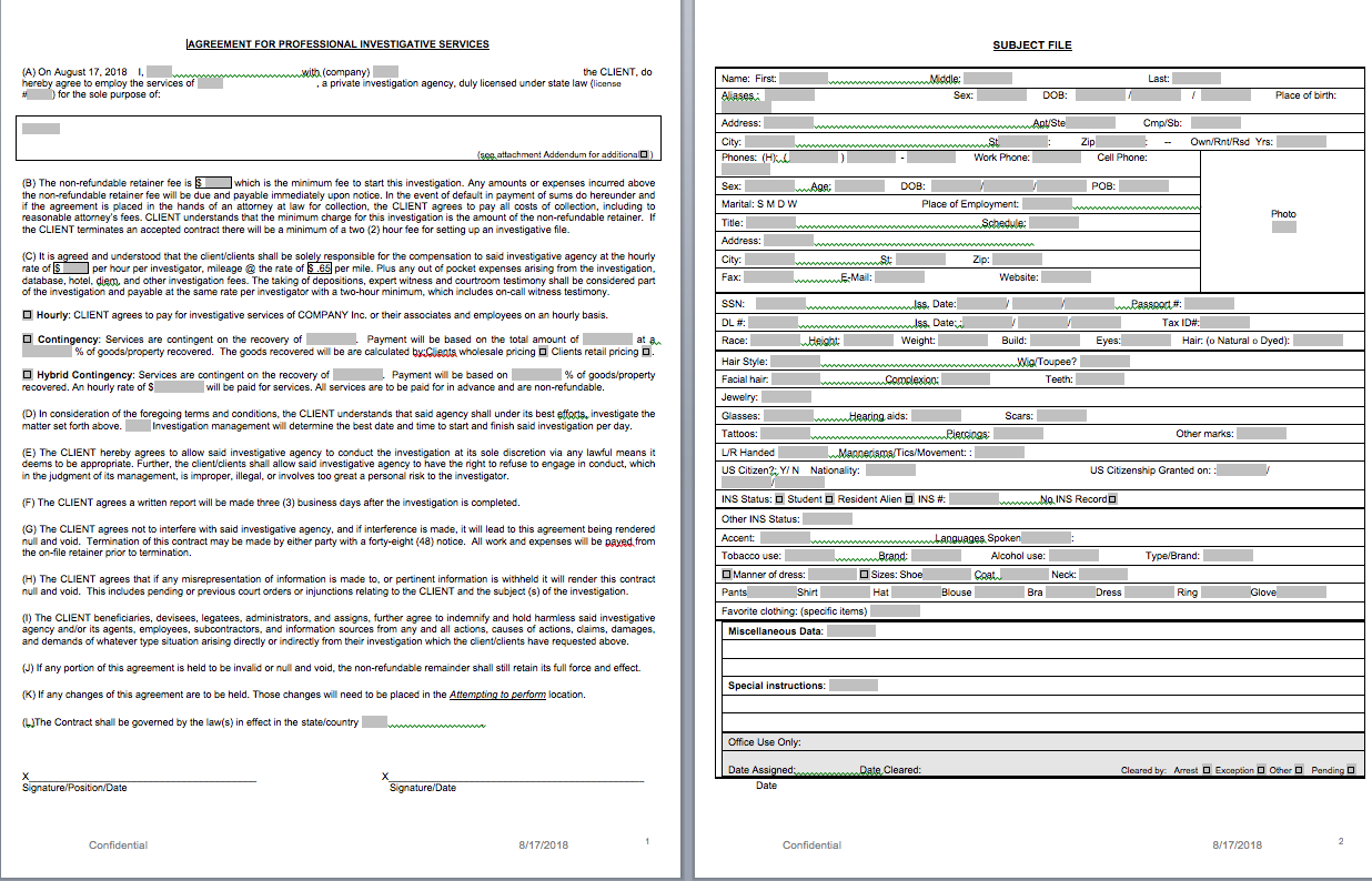 P.i. Forms – Pitraininghq With Private Investigator Surveillance Report Template