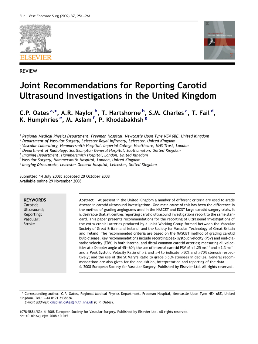 Pdf) Joint Recommendations For Reporting Carotid Ultrasound With Regard To Carotid Ultrasound Report Template