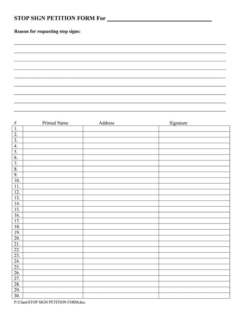 Petition Form – Fill Online, Printable, Fillable, Blank In Blank Petition Template