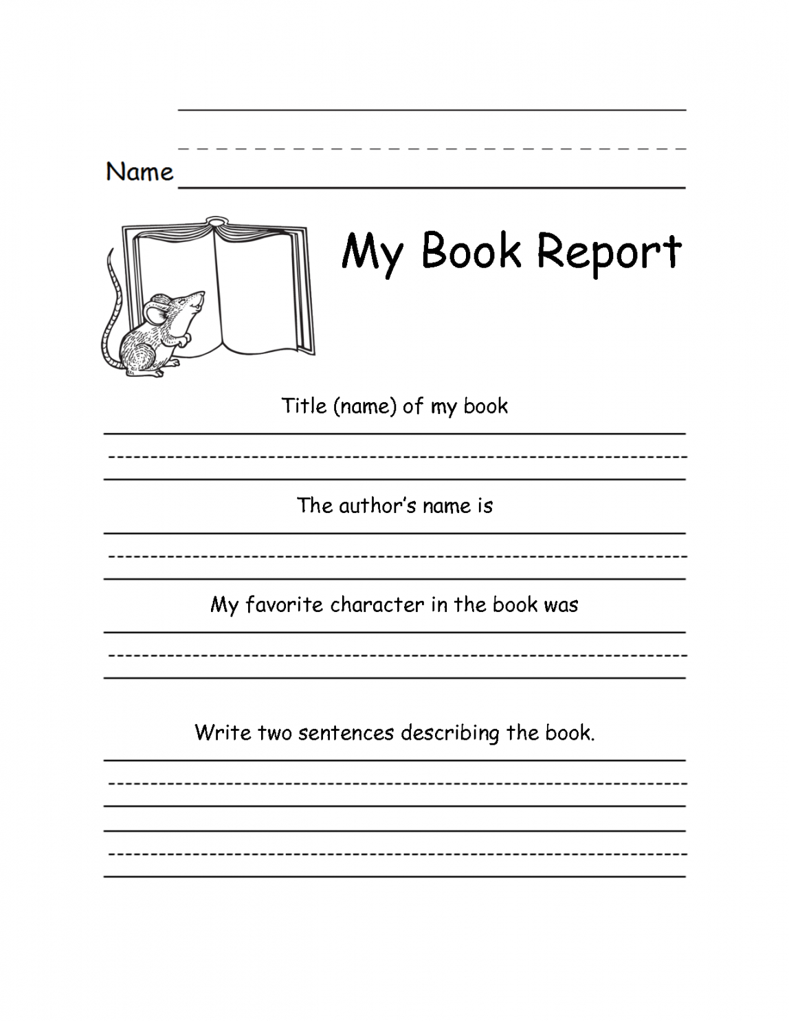 Printable 1St Or 2Nd Grade Book Report Formkellys3Ps With Regard To 2Nd Grade Book Report Template