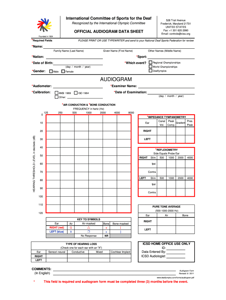 Printable Blank Audiogram Form - Fill Online, Printable Throughout Blank Audiogram Template Download