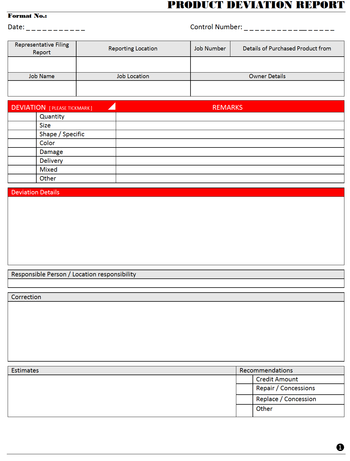 Product Deviation Report - Inside Deviation Report Template
