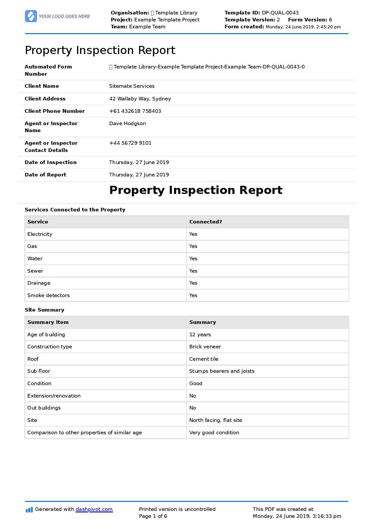 Property Inspection Report Template (Free And Customisable) Regarding Engineering Inspection Report Template