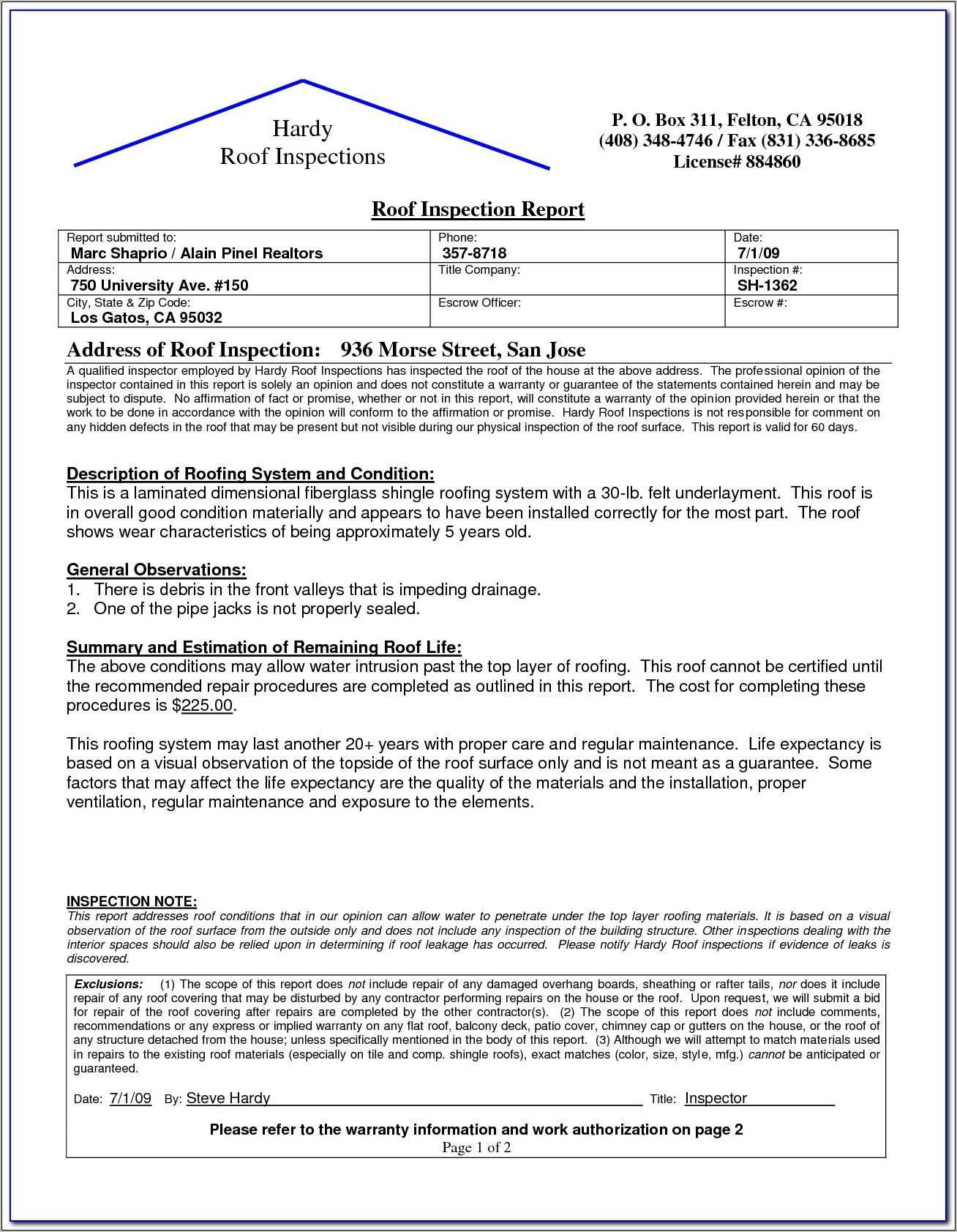 Property Inspection Template Steve Mcknight – Templates Throughout Drainage Report Template