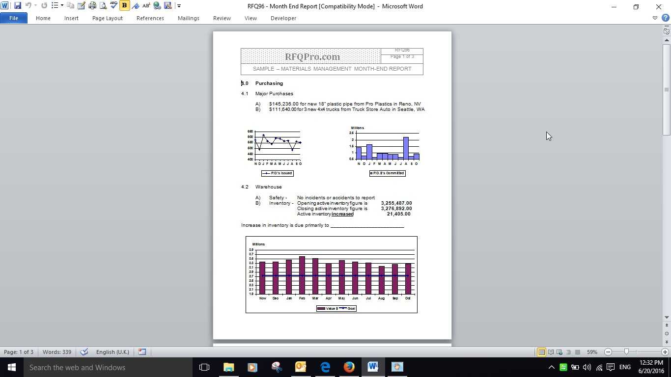 Purchasing Month End Report Example - Rfp Templates >> Rfq For Month End Report Template