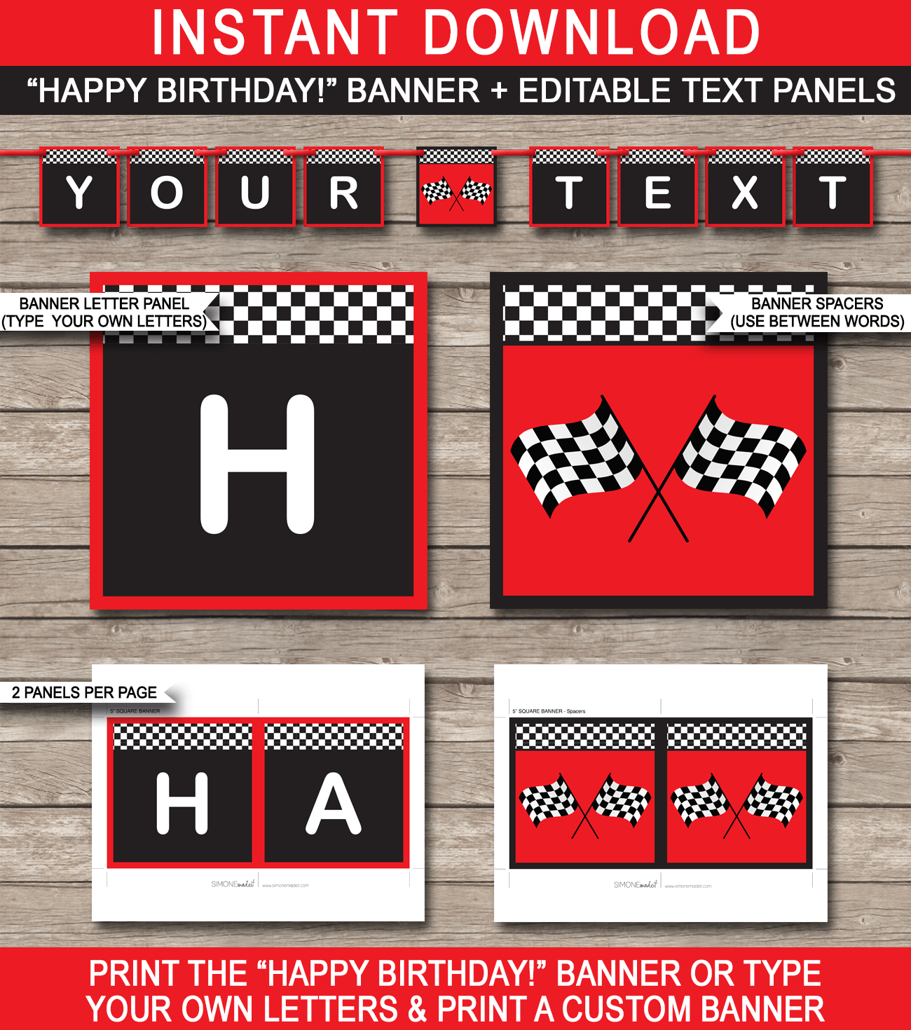 Race Car Party Banner Template – Red Intended For Cars Birthday Banner Template