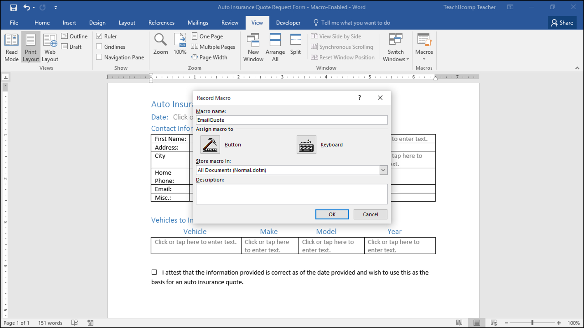 Record A Macro In Word - Instructions And Video Lesson Intended For Word Macro Enabled Template