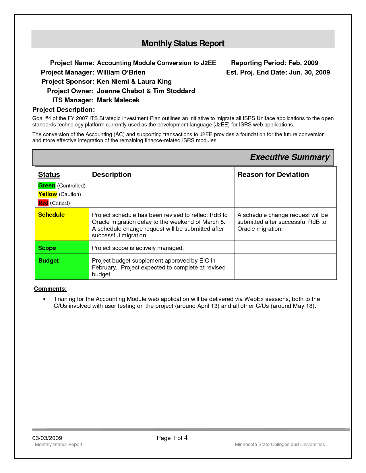 Replacethis] Monthly Status Report Template Format And Intended For Monthly Status Report Template