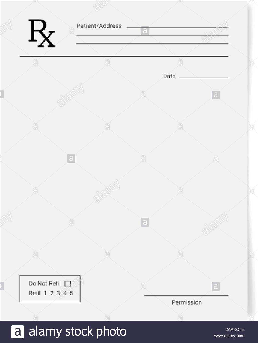Rx Pad Template. Medical Regular Prescription Form Stock Intended For Blank Prescription Pad Template
