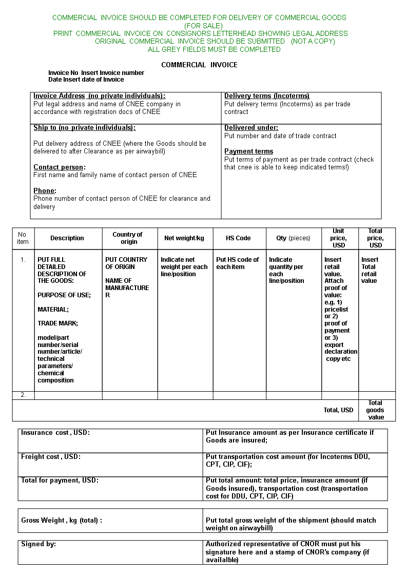 Sample Commercial Invoice Word | Templates At Within Commercial Invoice Template Word Doc