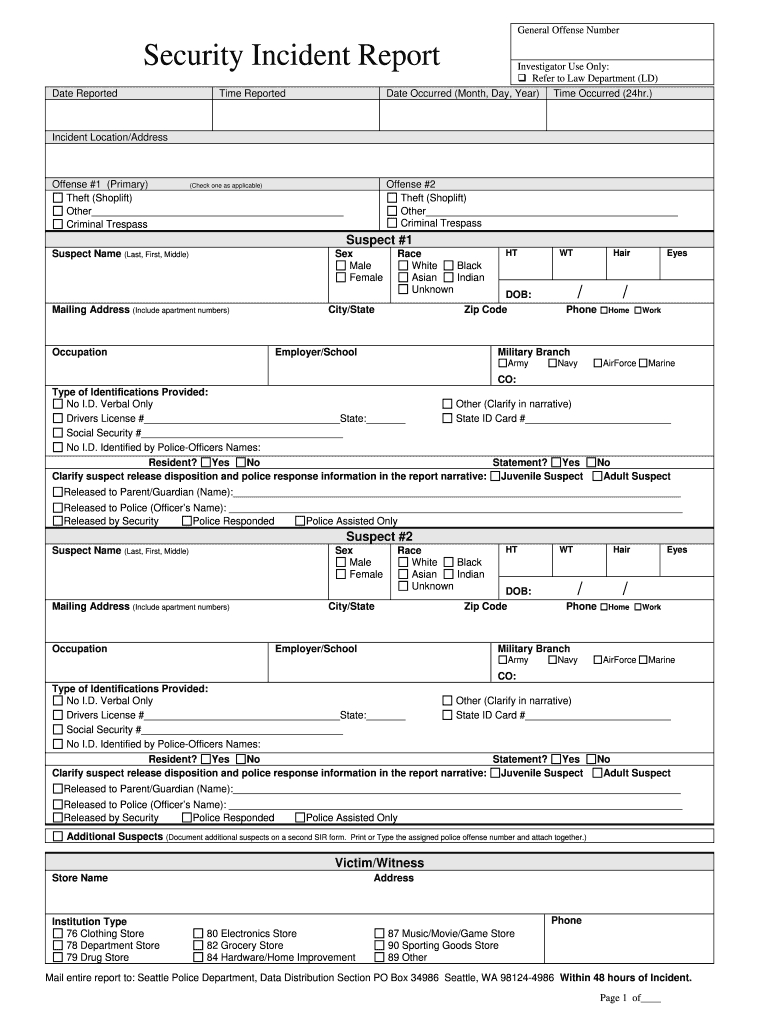 Security Guard Incident Report Pdf – Fill Online, Printable In Incident Report Book Template