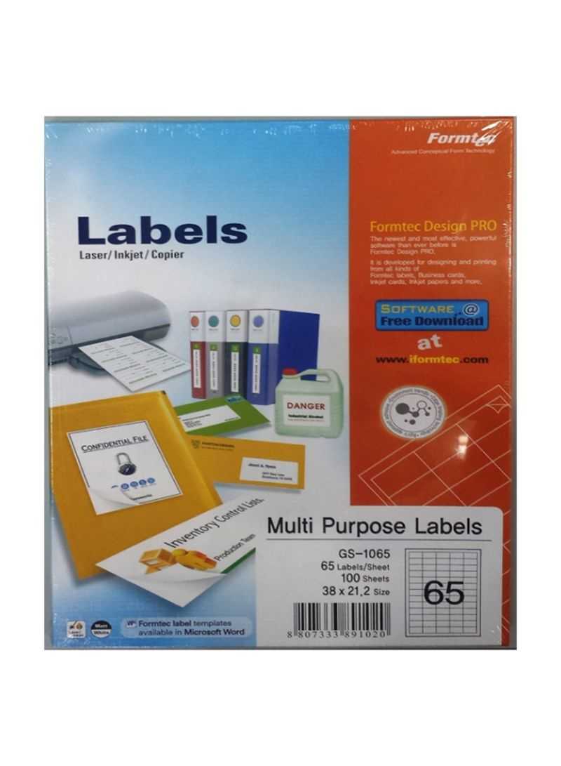 Shop Formtec 100 Sheets Label Per Sheet Box (65 Labels Per Sheet) Online In  Dubai, Abu Dhabi And All Uae Intended For Word Label Template 21 Per Sheet