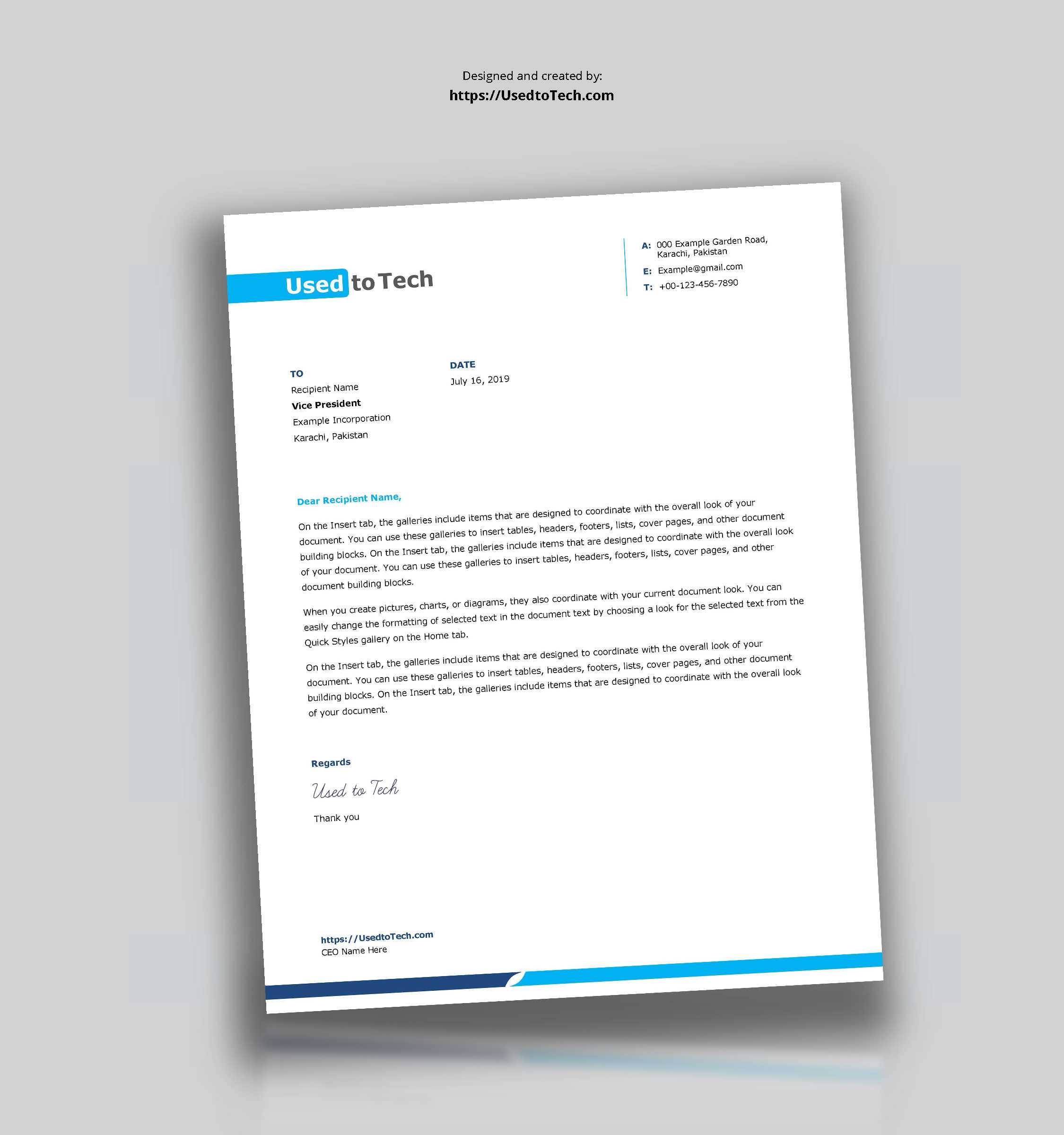 Simple And Clean Word Letterhead Template - Free - Used To Tech Throughout Free Letterhead Templates For Microsoft Word