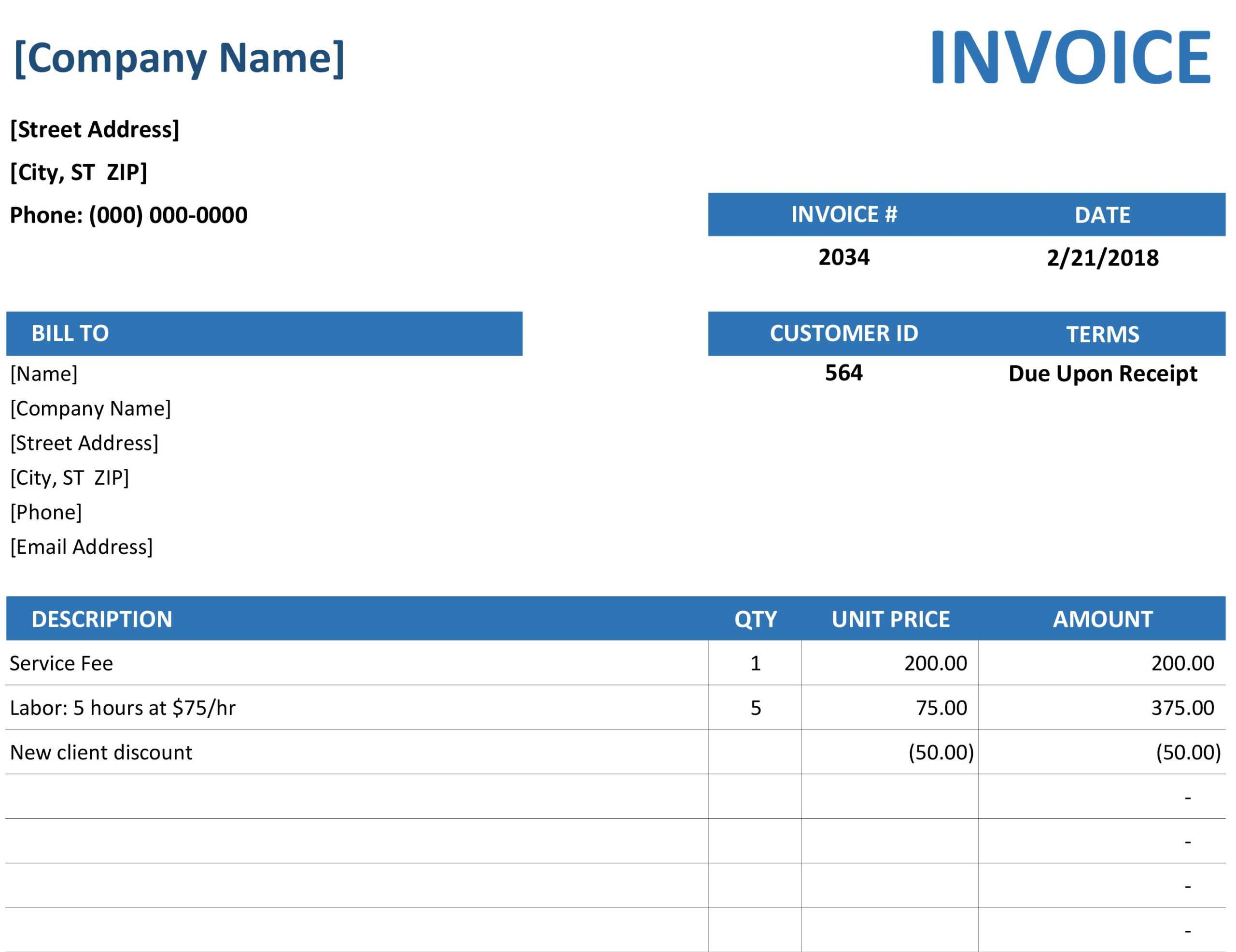 Simple Service Invoice With Microsoft Office Word Invoice Template